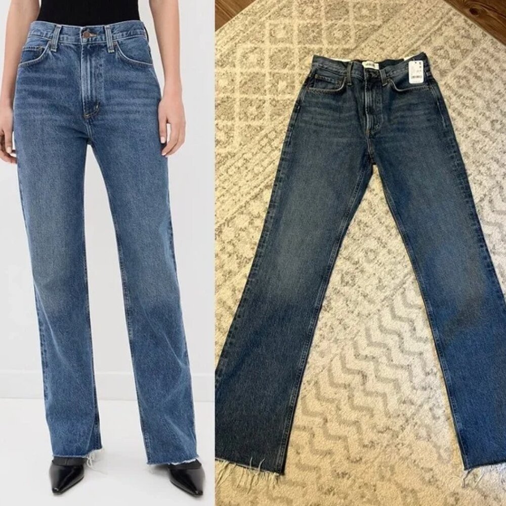 Agolde Boot Cut Jeans in Mid Blue Wash